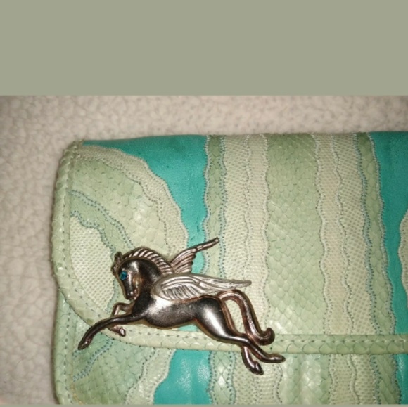 Vintage Python Turquoise Carlos Falchi Pegasus Bag - Picture 5 of 8